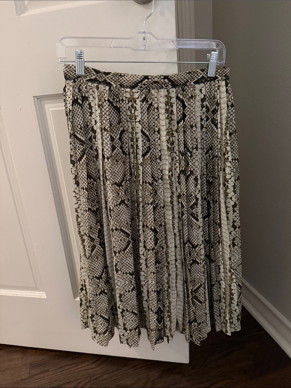 J. Crew Neutral Snake-Print Pleated Midi Skirt